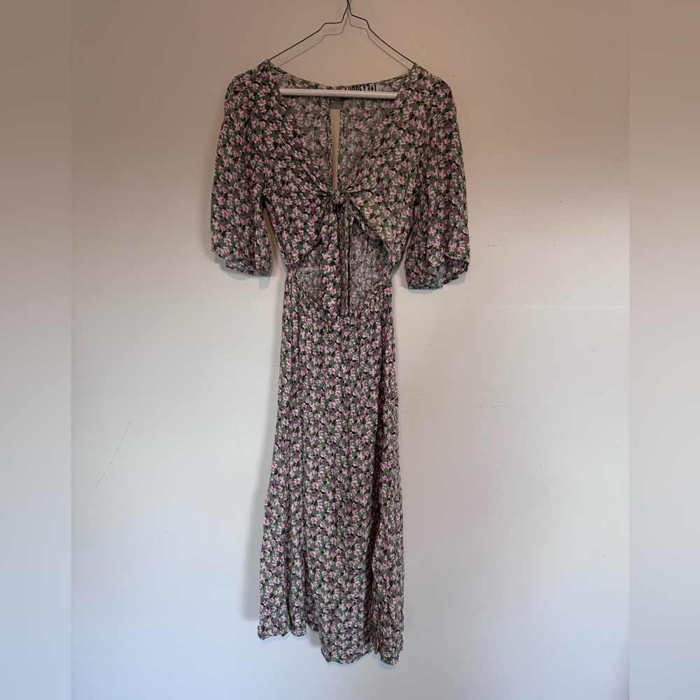 Audrey 3+1 Pink and Green Floral Maxi Dress